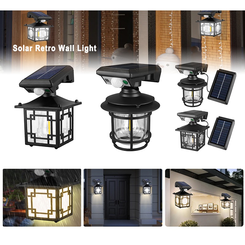 Waterproof Junction Box Solar - Lámpara Solar Retro para Pared Exterior,