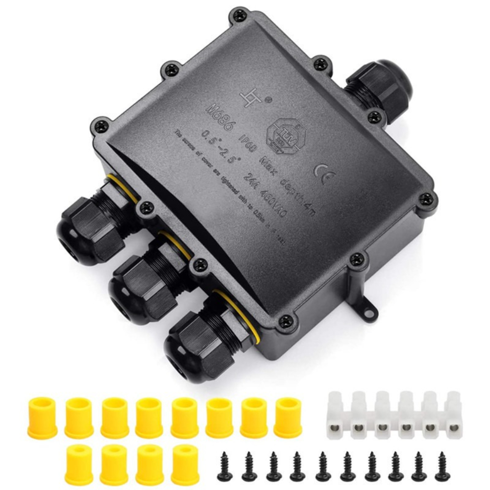 Waterproof Junction Box Solar - 4 vías 1In3Out IP68 impermeable 4-14mm